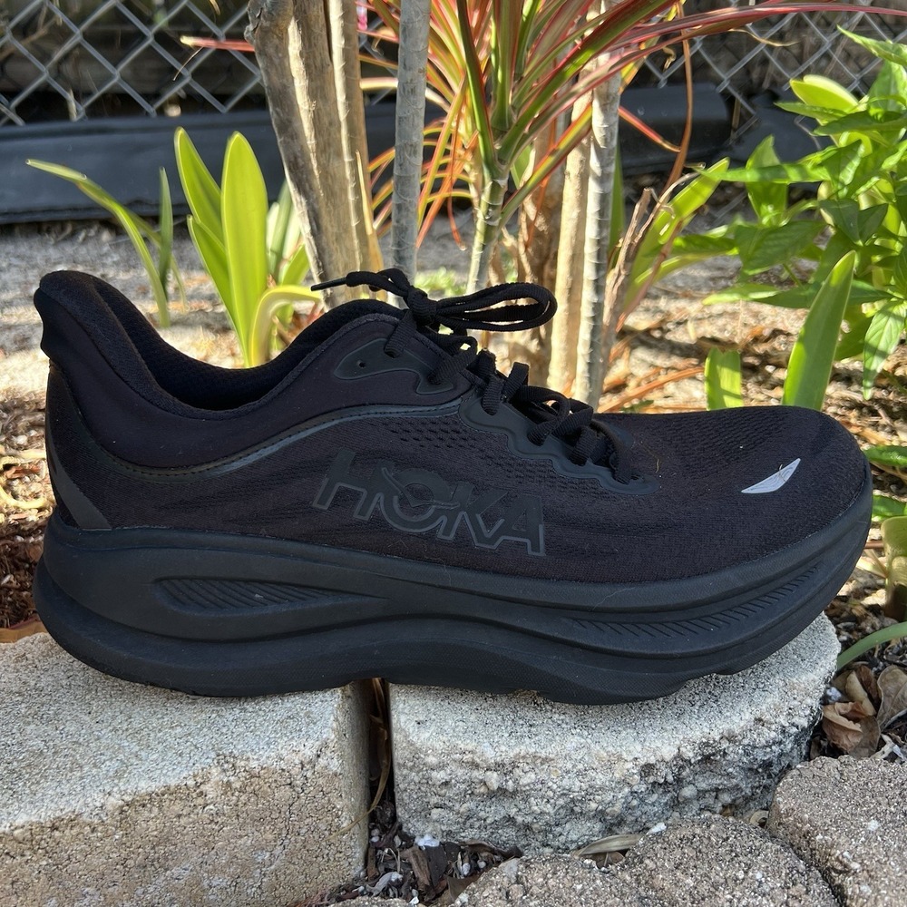 Hoka One One Bondi 9 Shoes Mens Sz 13 2E Wide Triple Black Running Sneaker